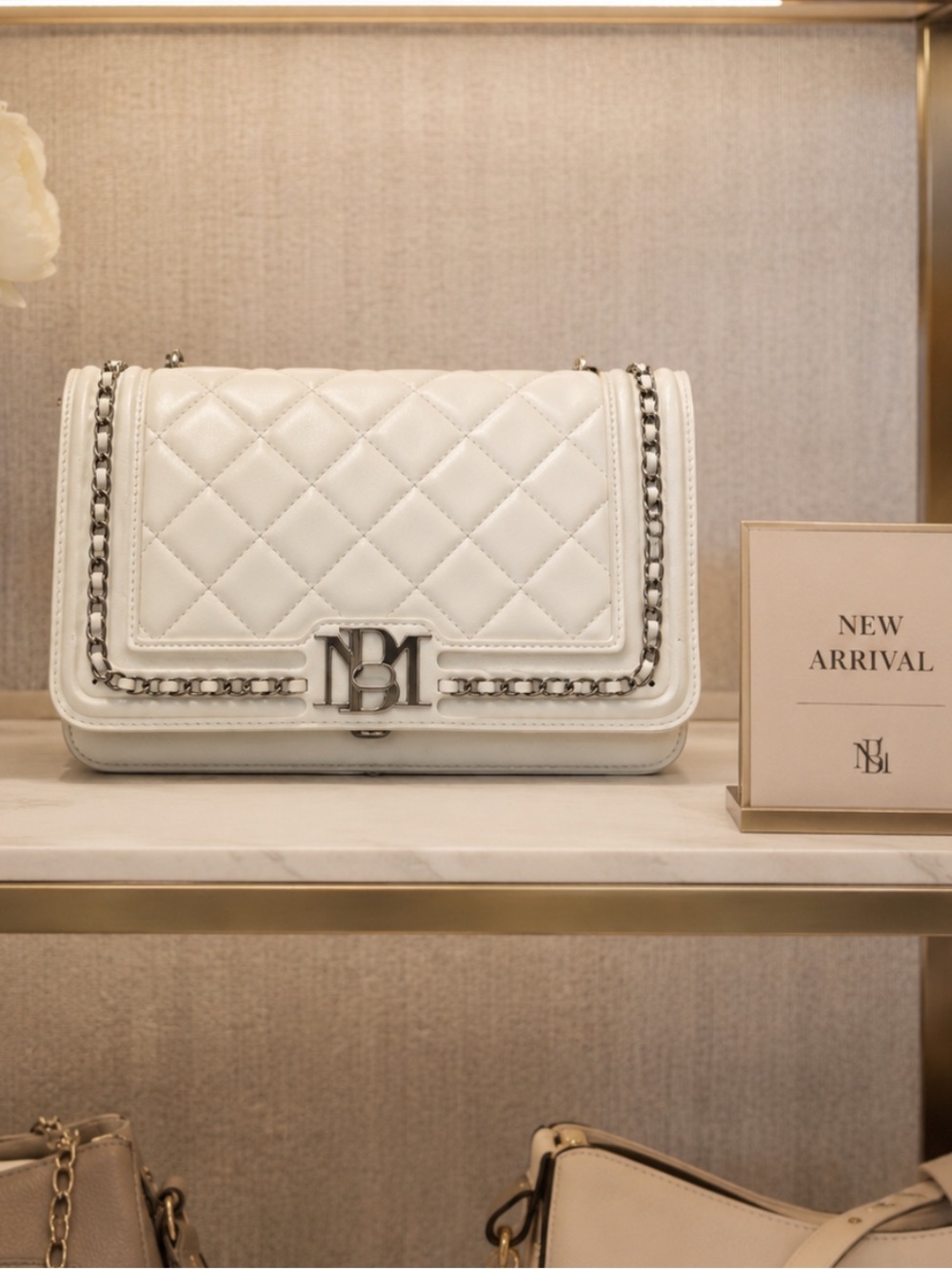 Badgley Mischka purse - quilted stitching & letter lock Shoulder Bag